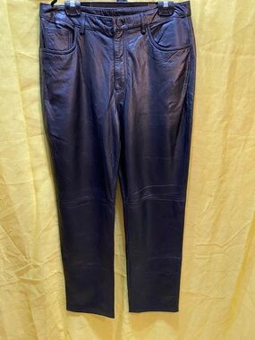 EXPRESS Black Leather Jeans - Classic Slim Fit